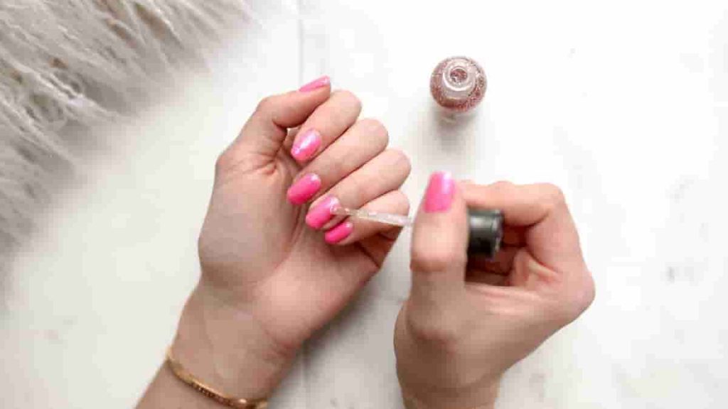 icy pink nails