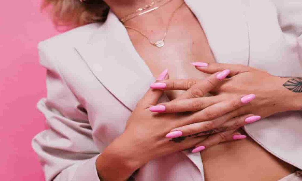 icy pink nails