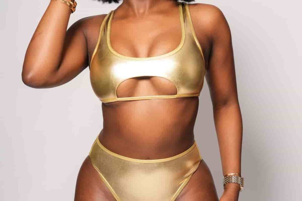 metallic bathing suit