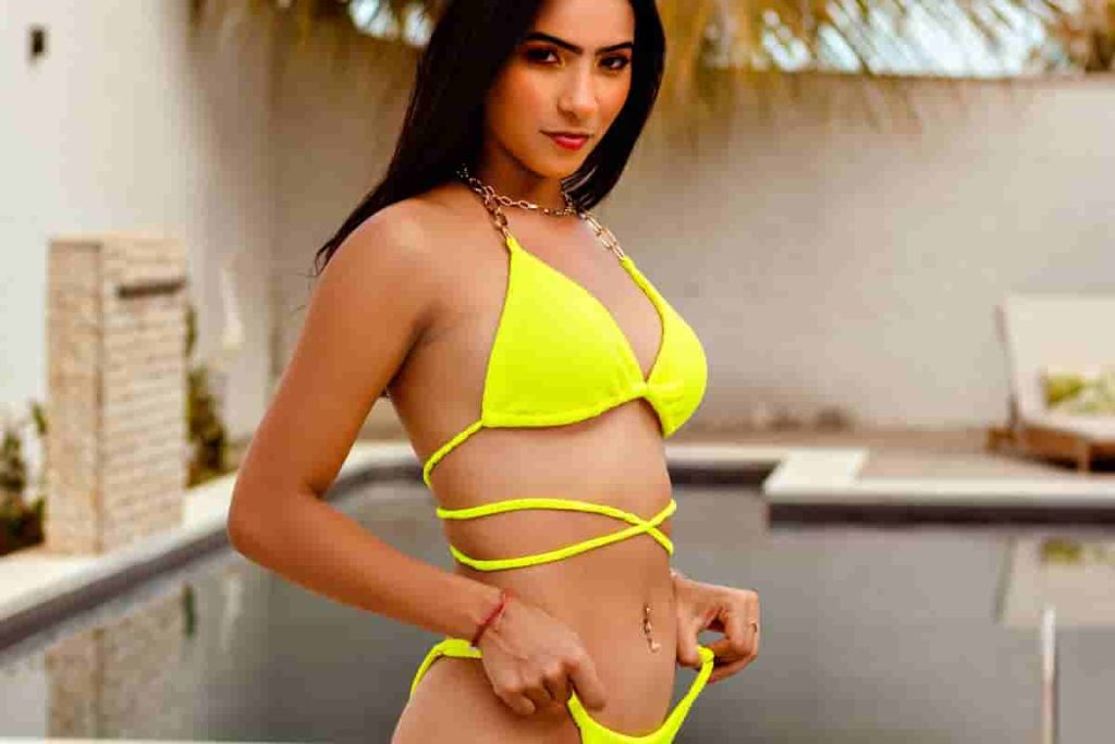 yellow high waisted bikini