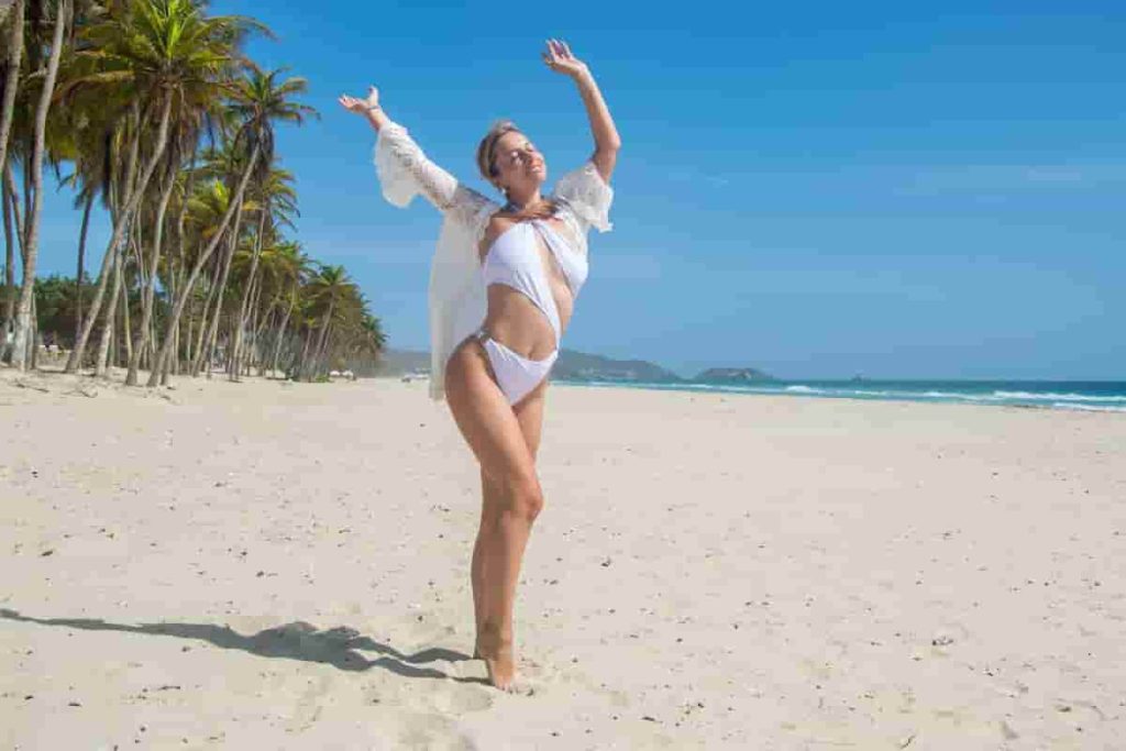 white high waisted swimsuit