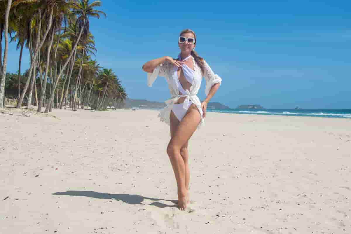 white bride bathing suit